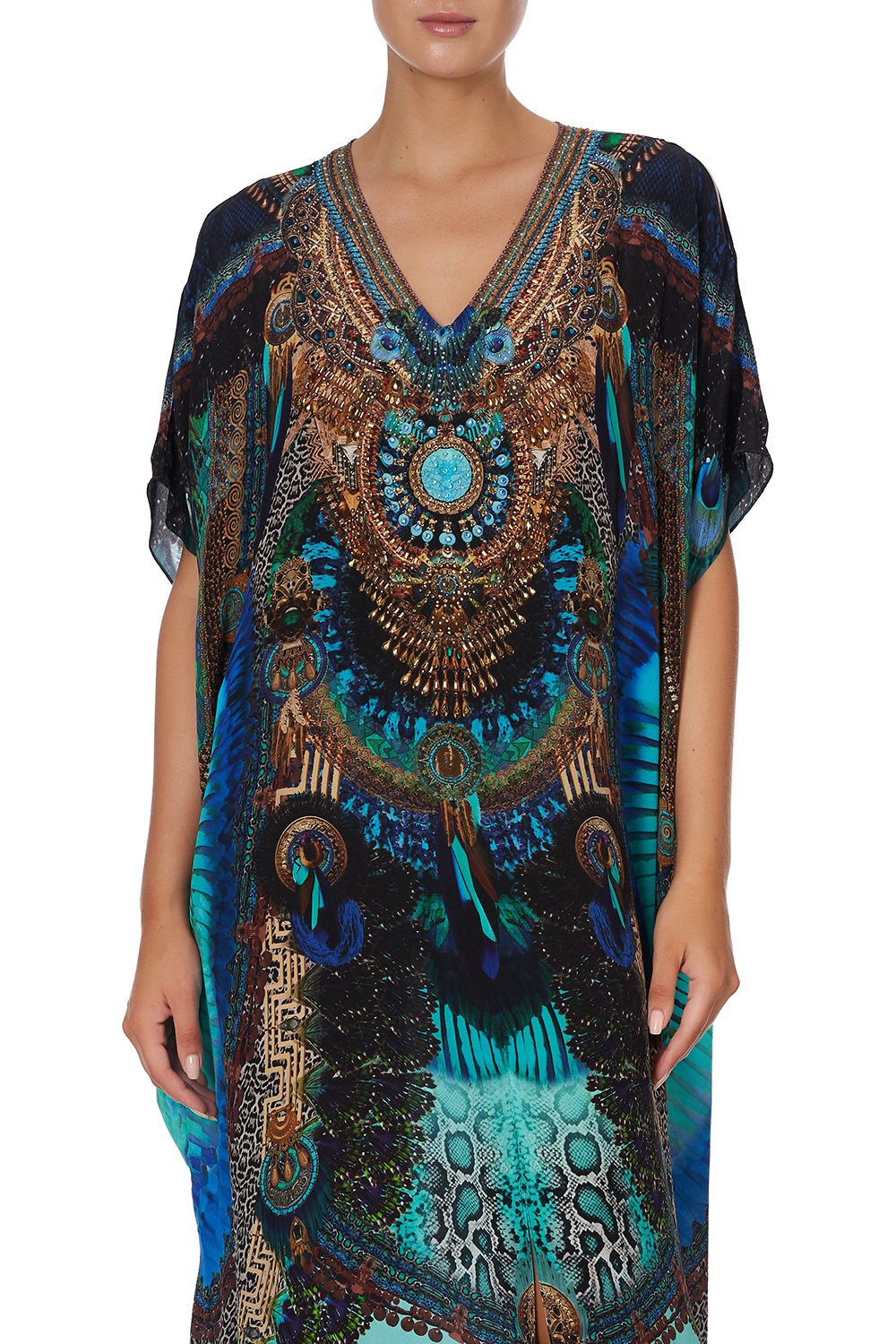 SLIM FIT KAFTAN WITH SPLIT TEMPLE TEMPTRESS