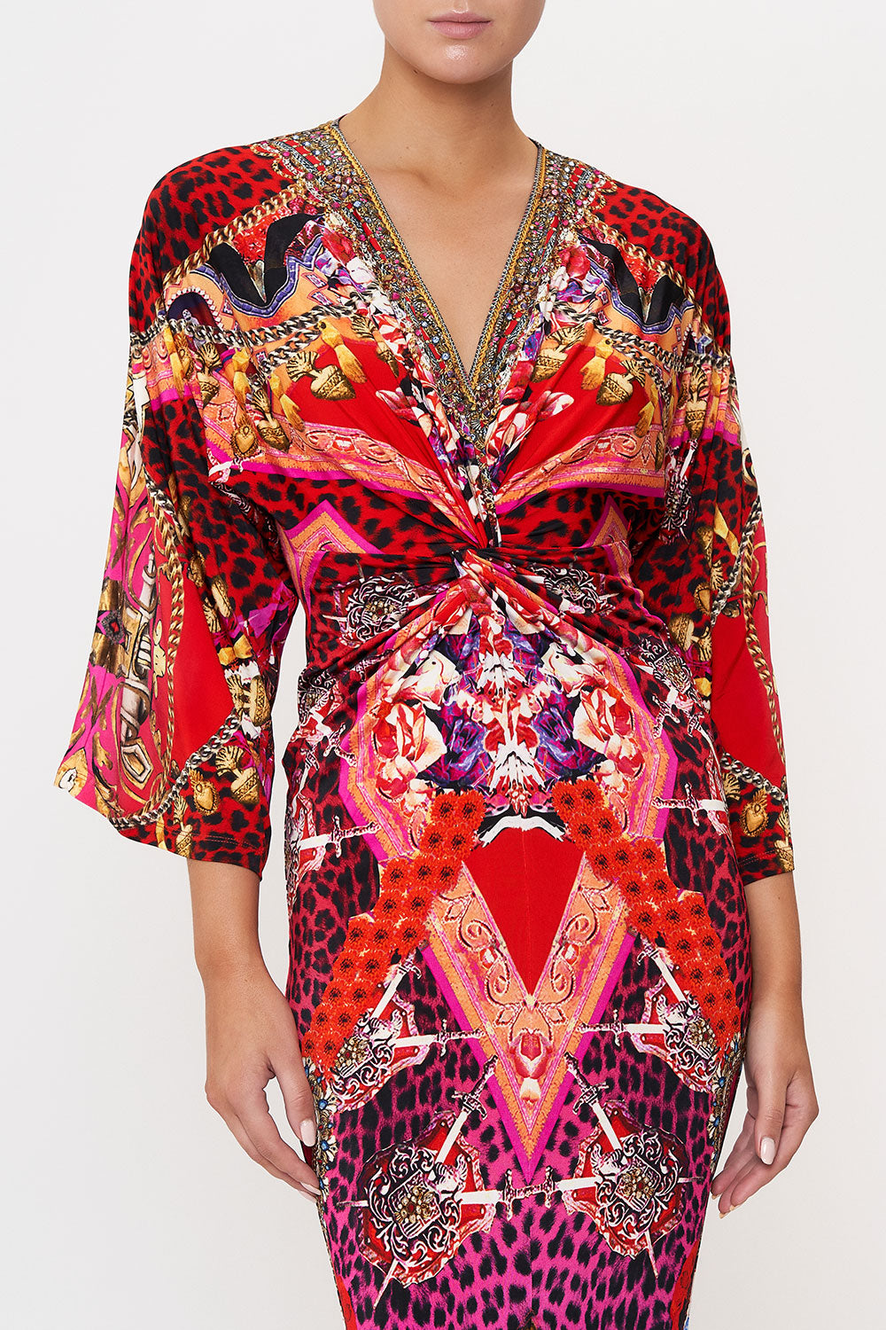 LONG SPLIT FRONT TWIST DRESS ARTESANIA MANIA