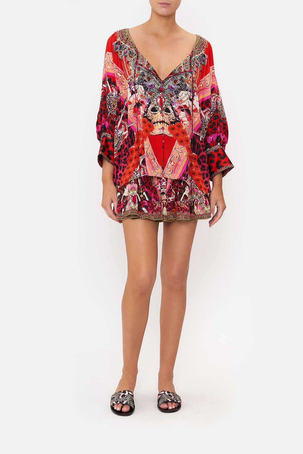 RAGLAN SLEEVE BUTTON UP TOP ARTESANIA MANIA