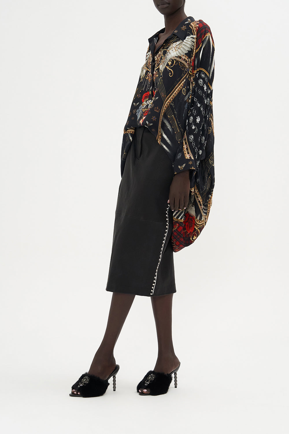 BUTTON UP TOP WITH DRAPED BACK DO I ENTERTAIN YOU