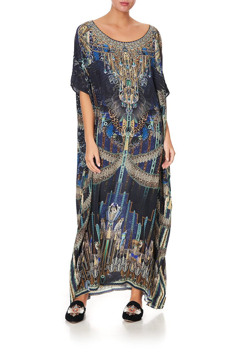 ROUND NECK KAFTAN DRIPPING IN DECO