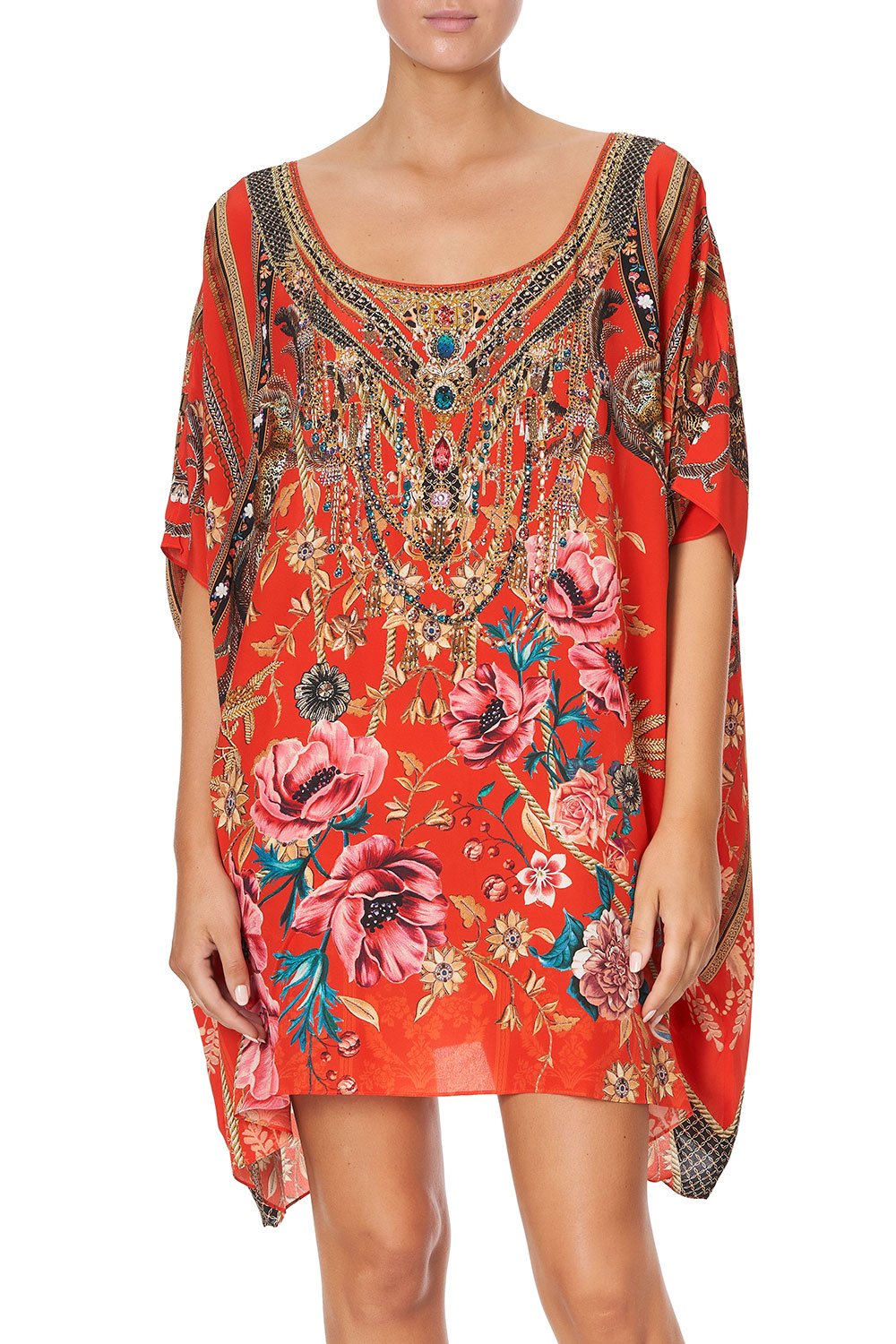 SHORT ROUND NECK KAFTAN AND THE QUEEN WORE RED