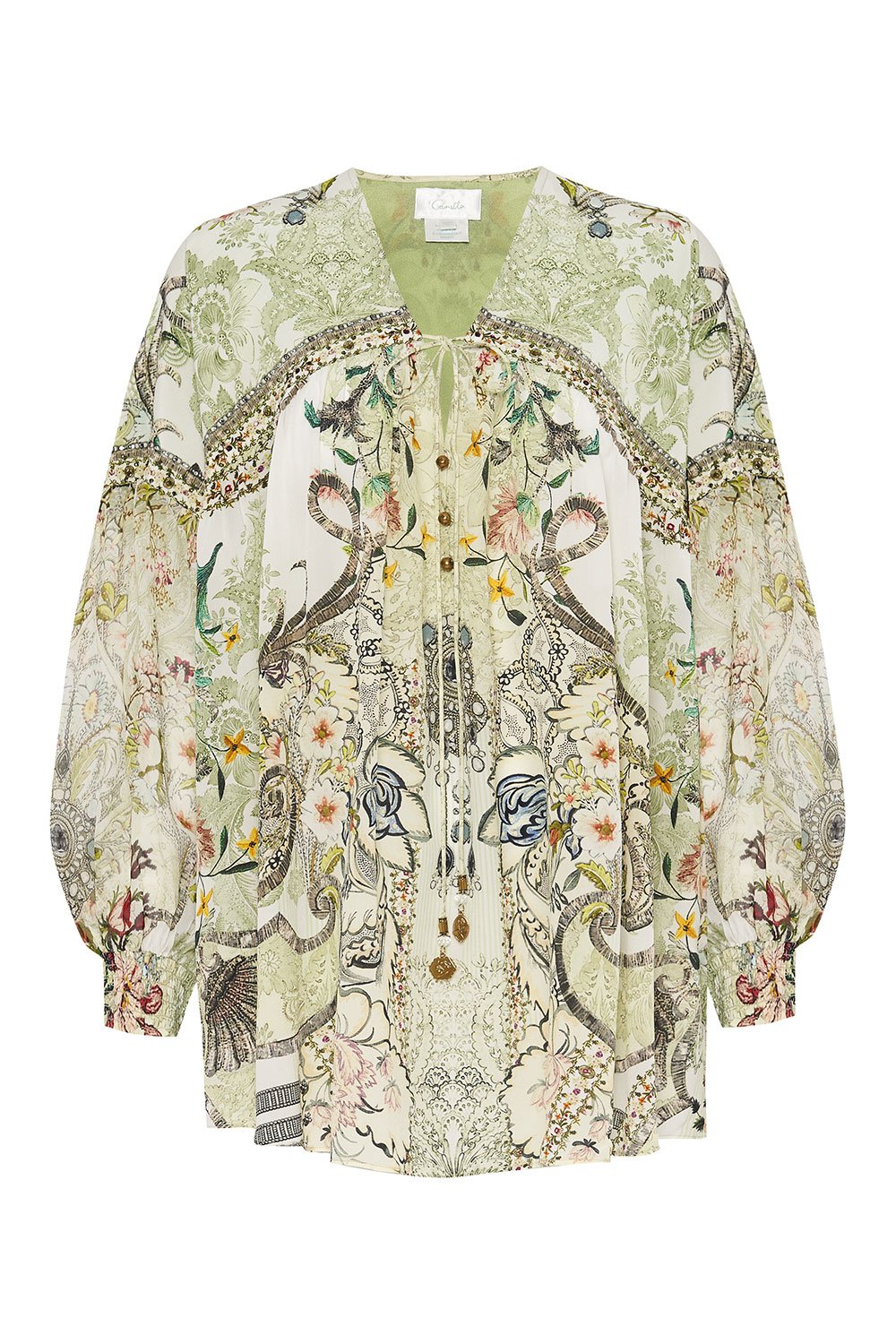 BLOUSON BLOUSE WITH NECK TIE BRICK LANE BEAUTY