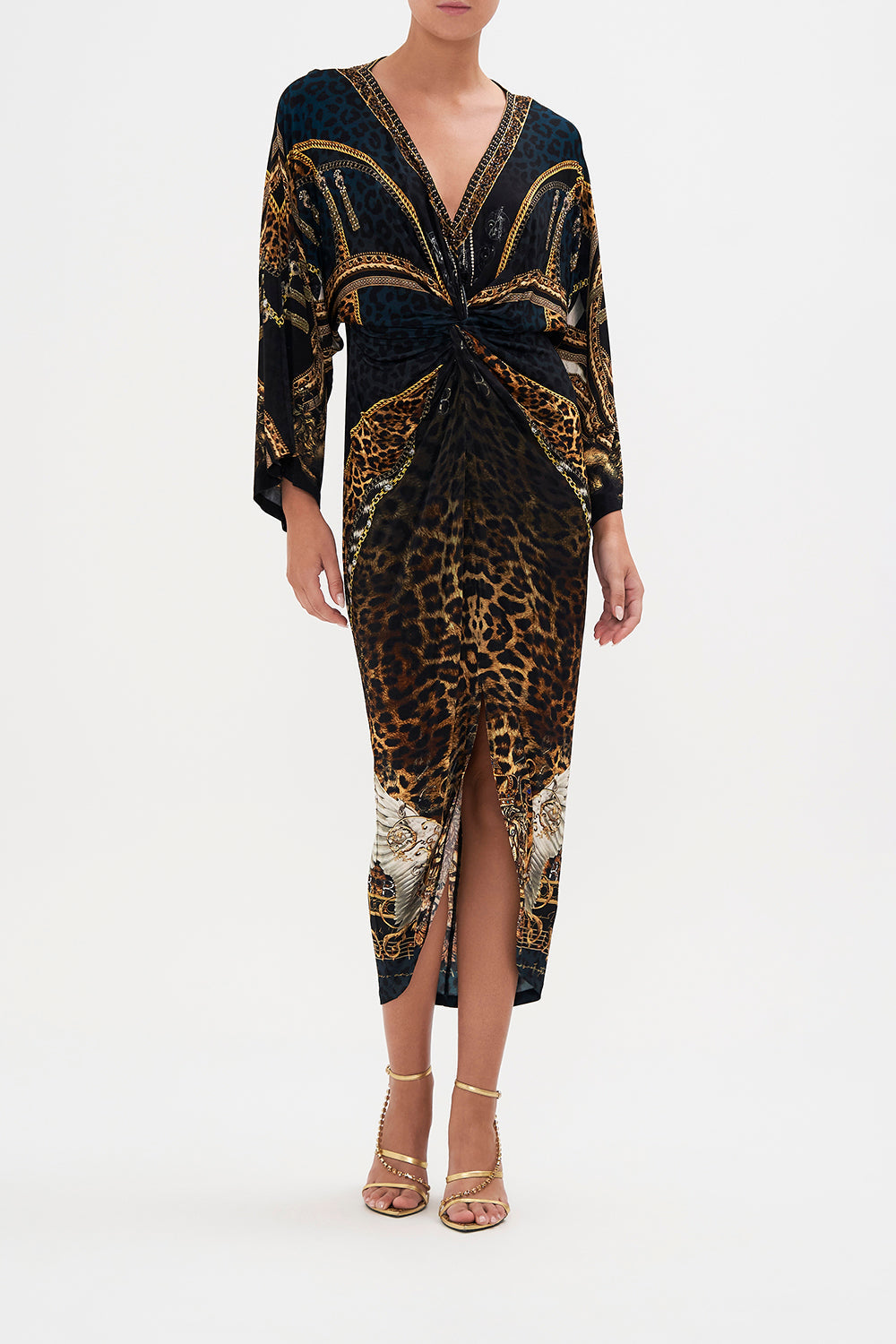 LONG SPLIT FRONT TWIST DRESS ROCKSTAR ROYALTY