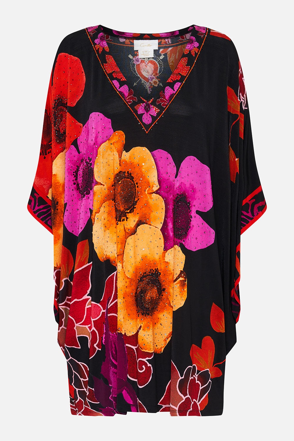 BAT SLEEVE DRESS MIDNIGHT POPPY