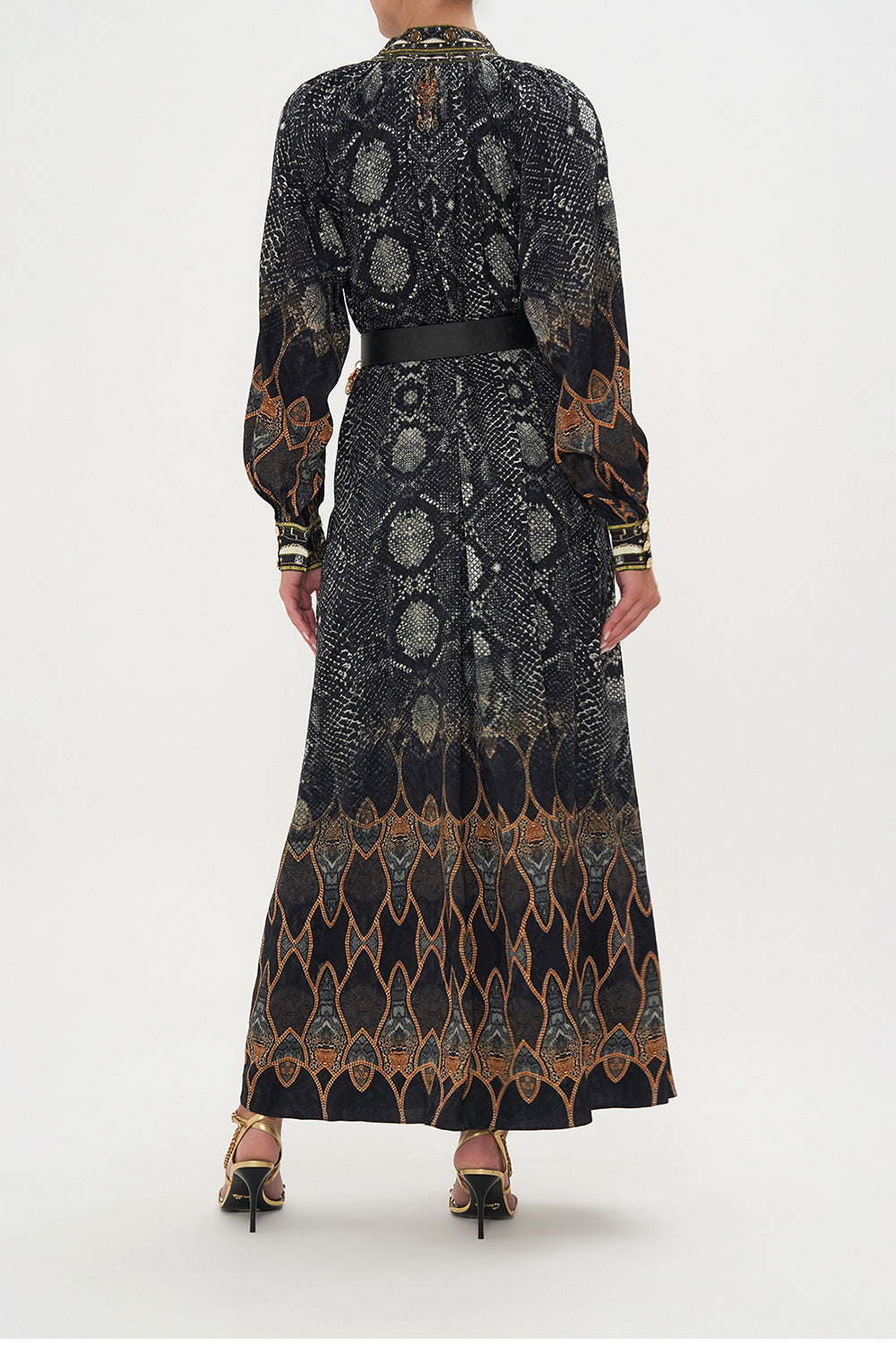 RAGLAN SLEEVE MIDI SHIRT DRESS WILD HORSES