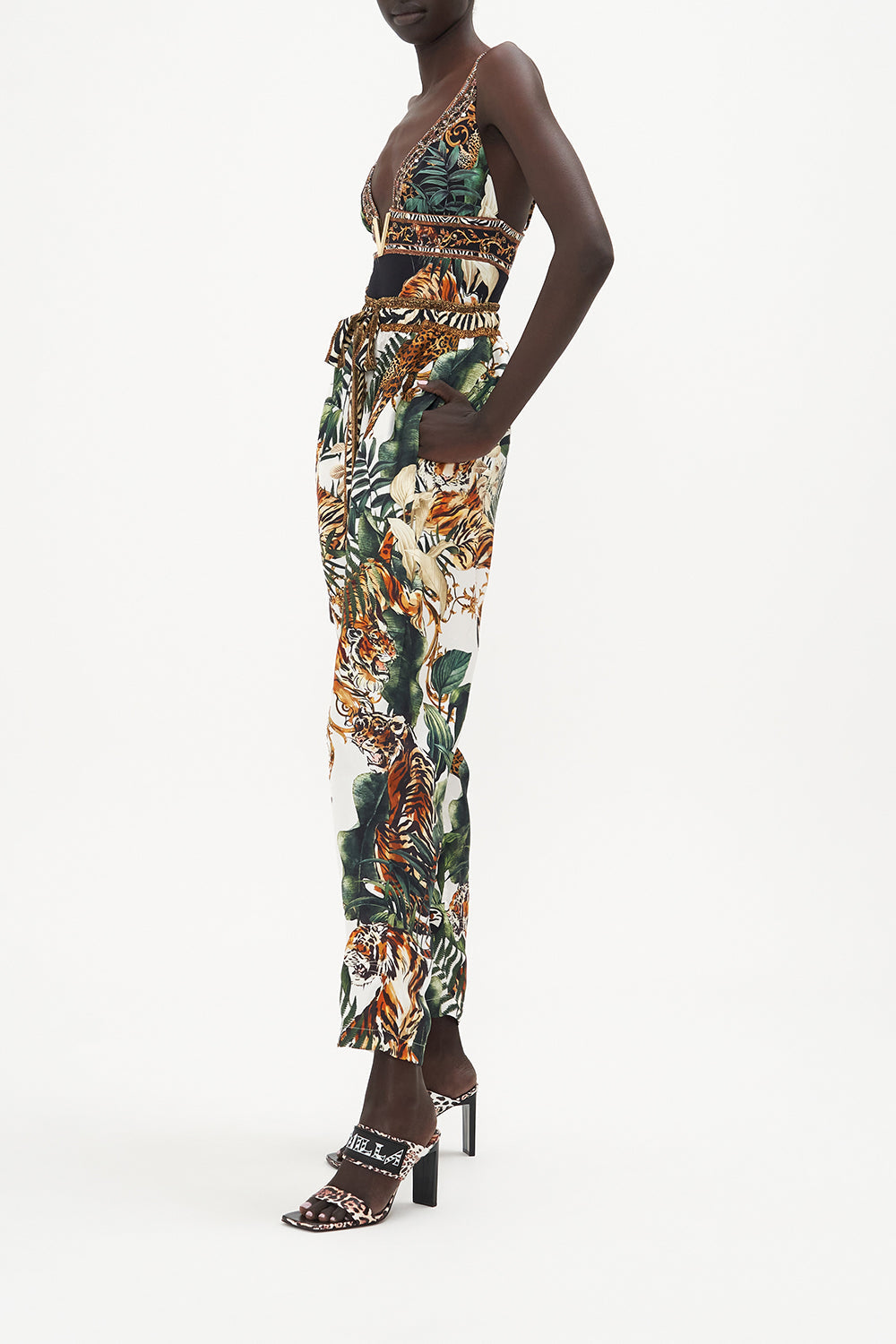 DROP CROTCH SLIM LEG PANT TIGER TRAP