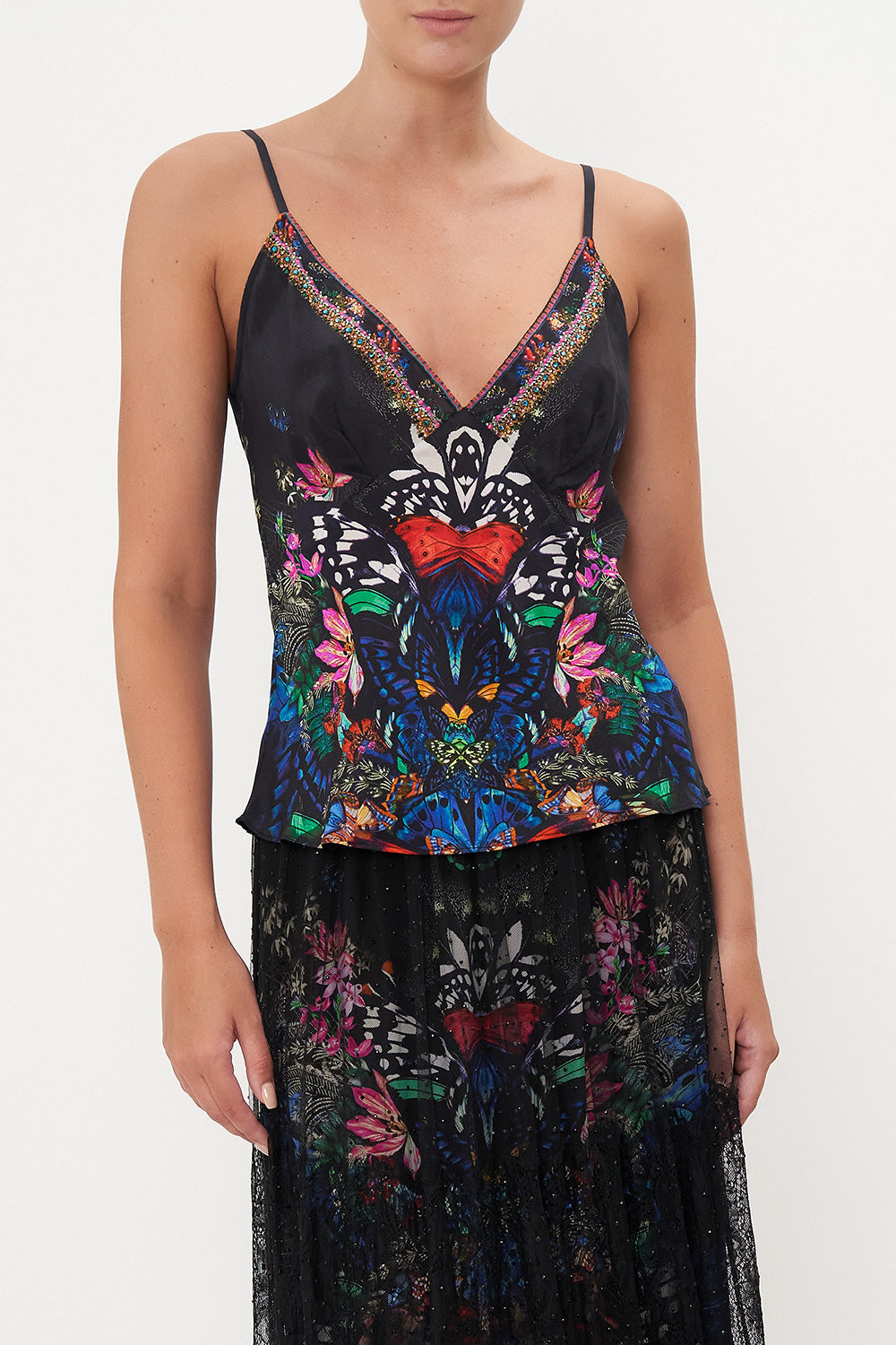 V NECK CAMI FLUTTER BY