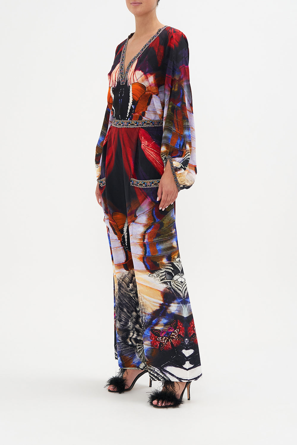 WIDE LEG TROUSER WITH FRONT POCKETS WINGS OF MARIPOSA