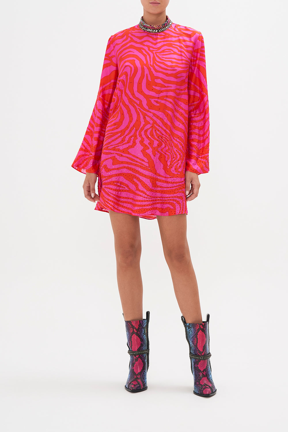 LONG SLEEVE SWING DRESS ZEBRA ZONE