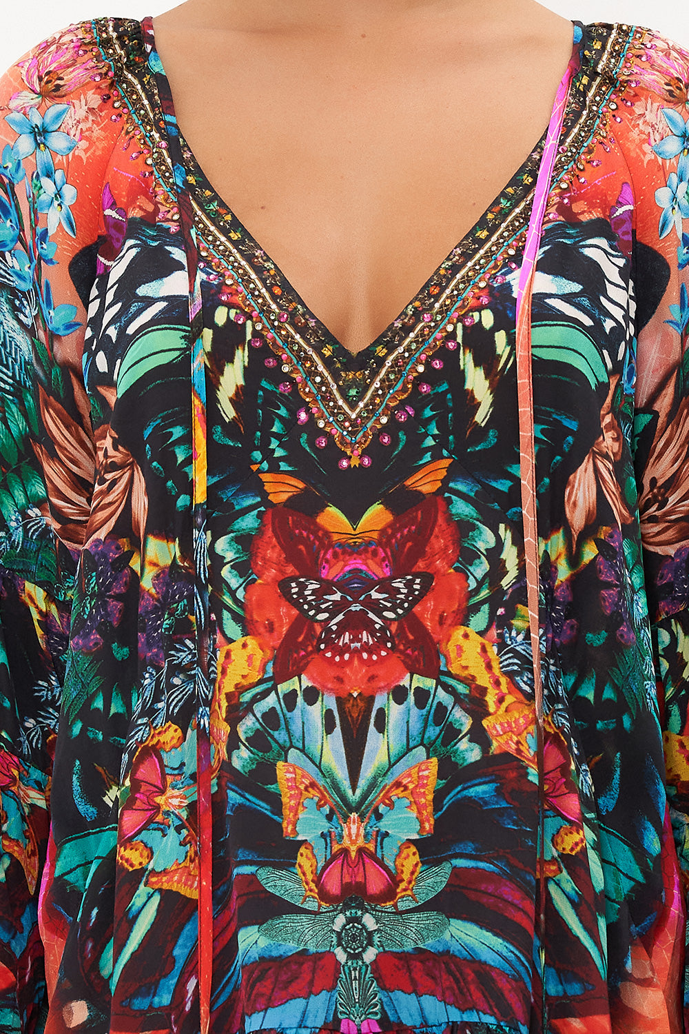 A-LINE GATHERED PANEL DRESS IN A FLUTTER