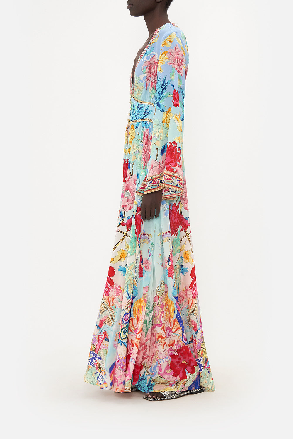 KIMONO SLEEVE DRESS WITH SHIRRING DETAIL GO STAG