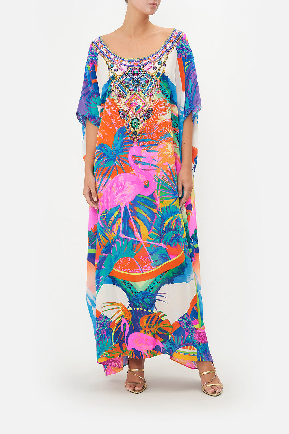 ROUND NECK KAFTAN FLAMENCO FLAMINGO