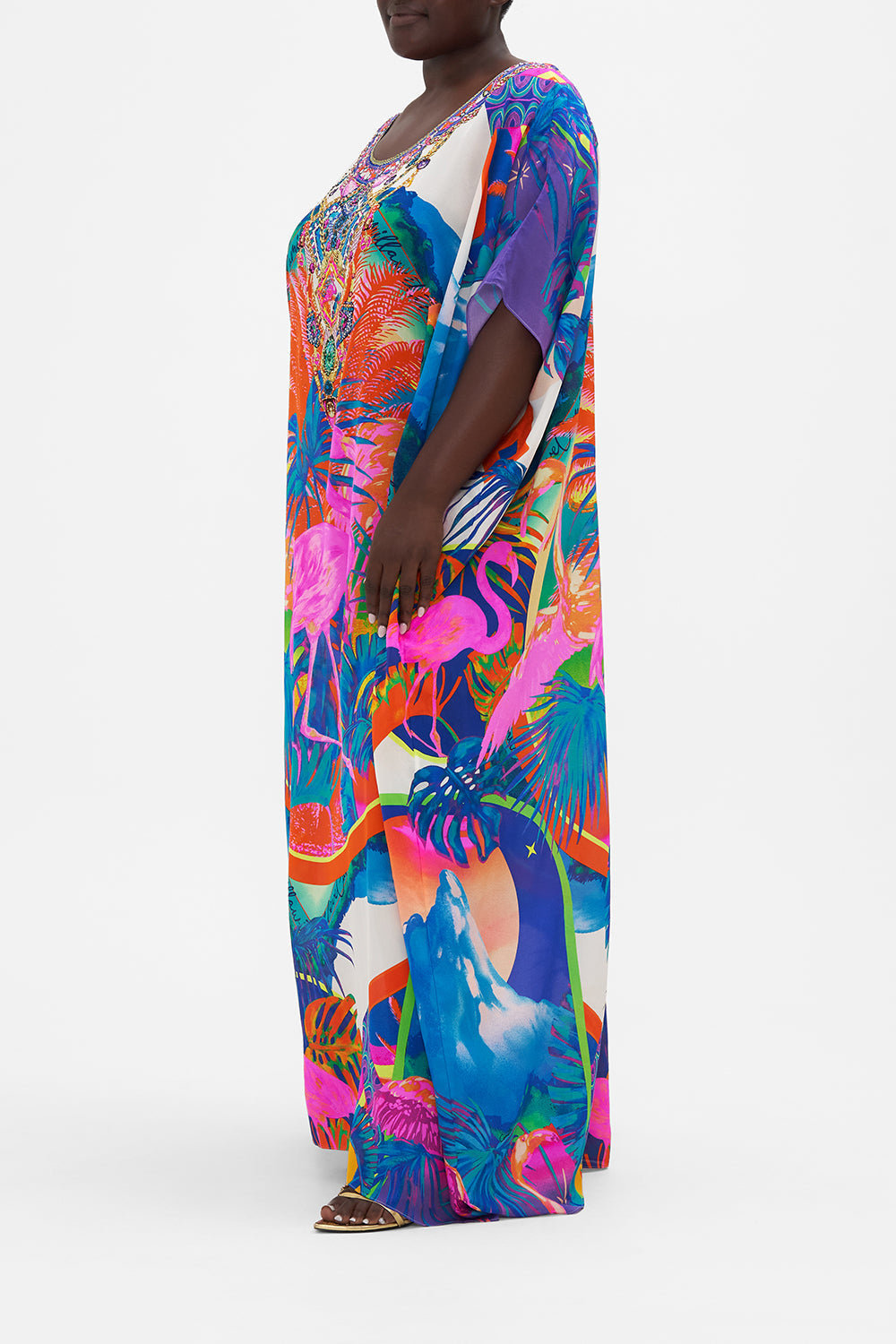 ROUND NECK KAFTAN FLAMENCO FLAMINGO