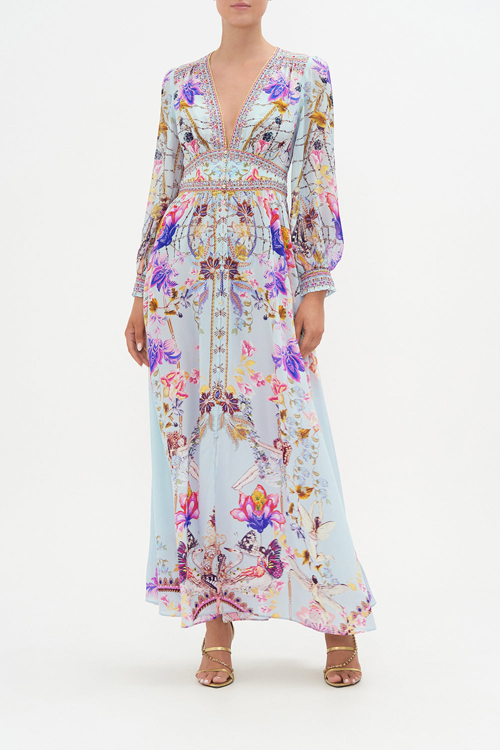 BUTTON DRESS WITH SHAPED WAISTBAND LOVE WEB