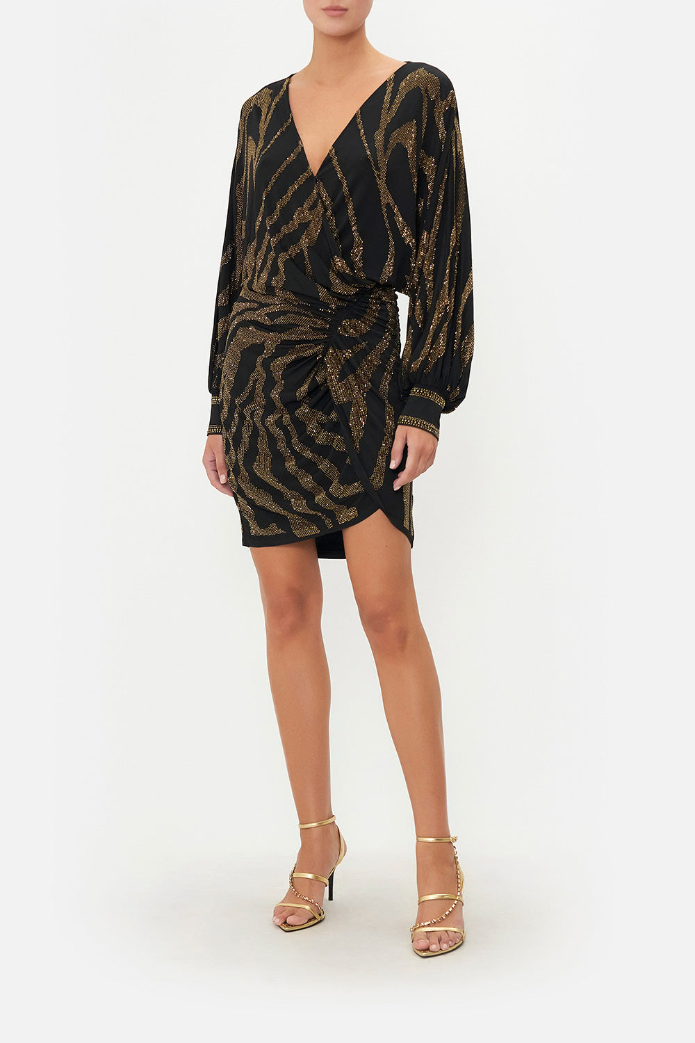 GATHERED MINI JERSEY DRESS TAME MY TIGER