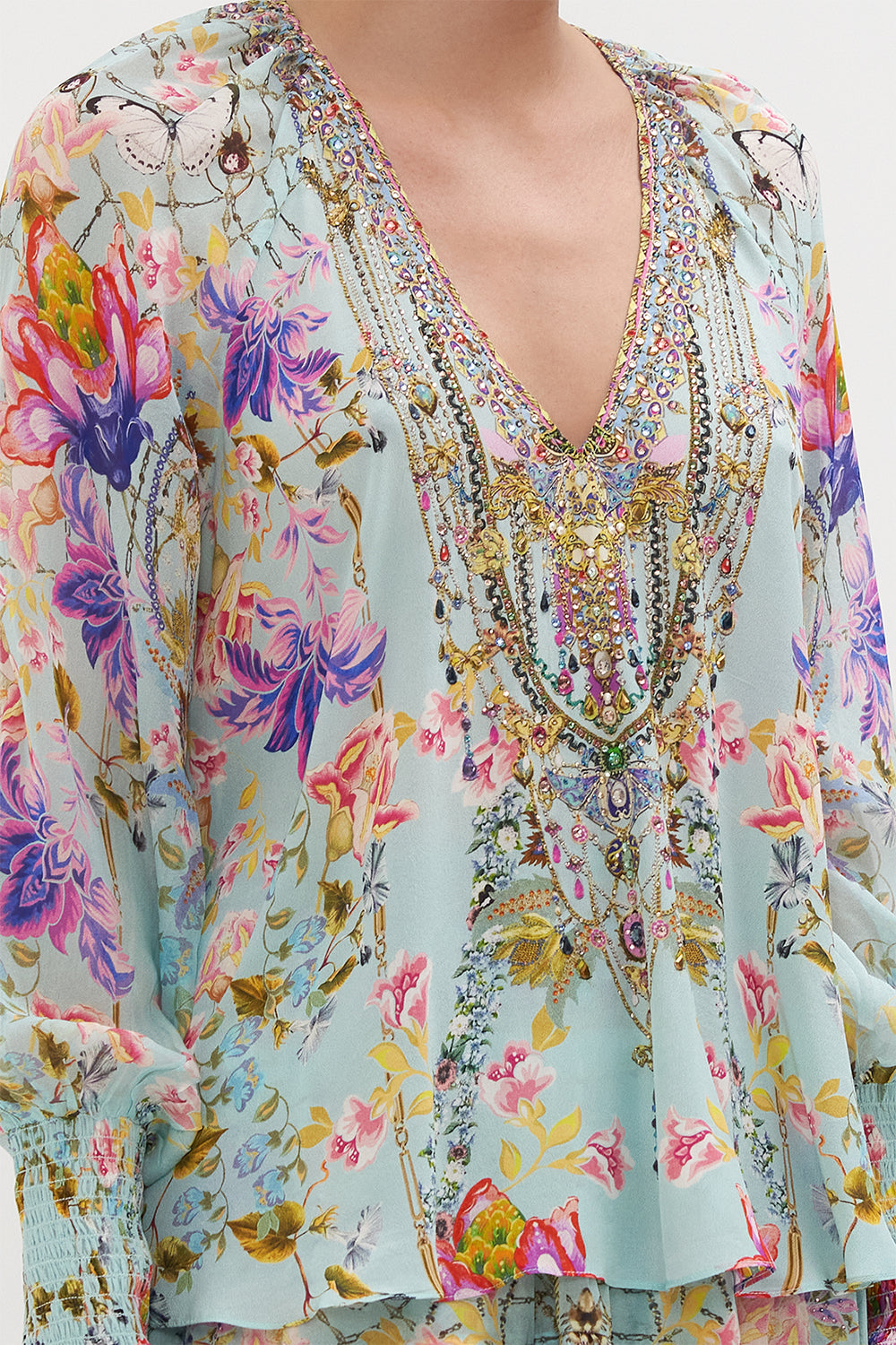 SHIRRED CUFF BLOUSE LOVE WEB