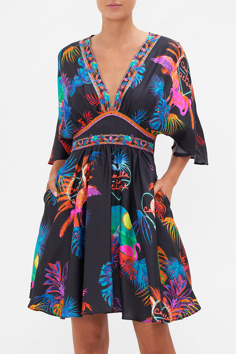 SHORT WAISTED DRESS NAUGHTY NEON