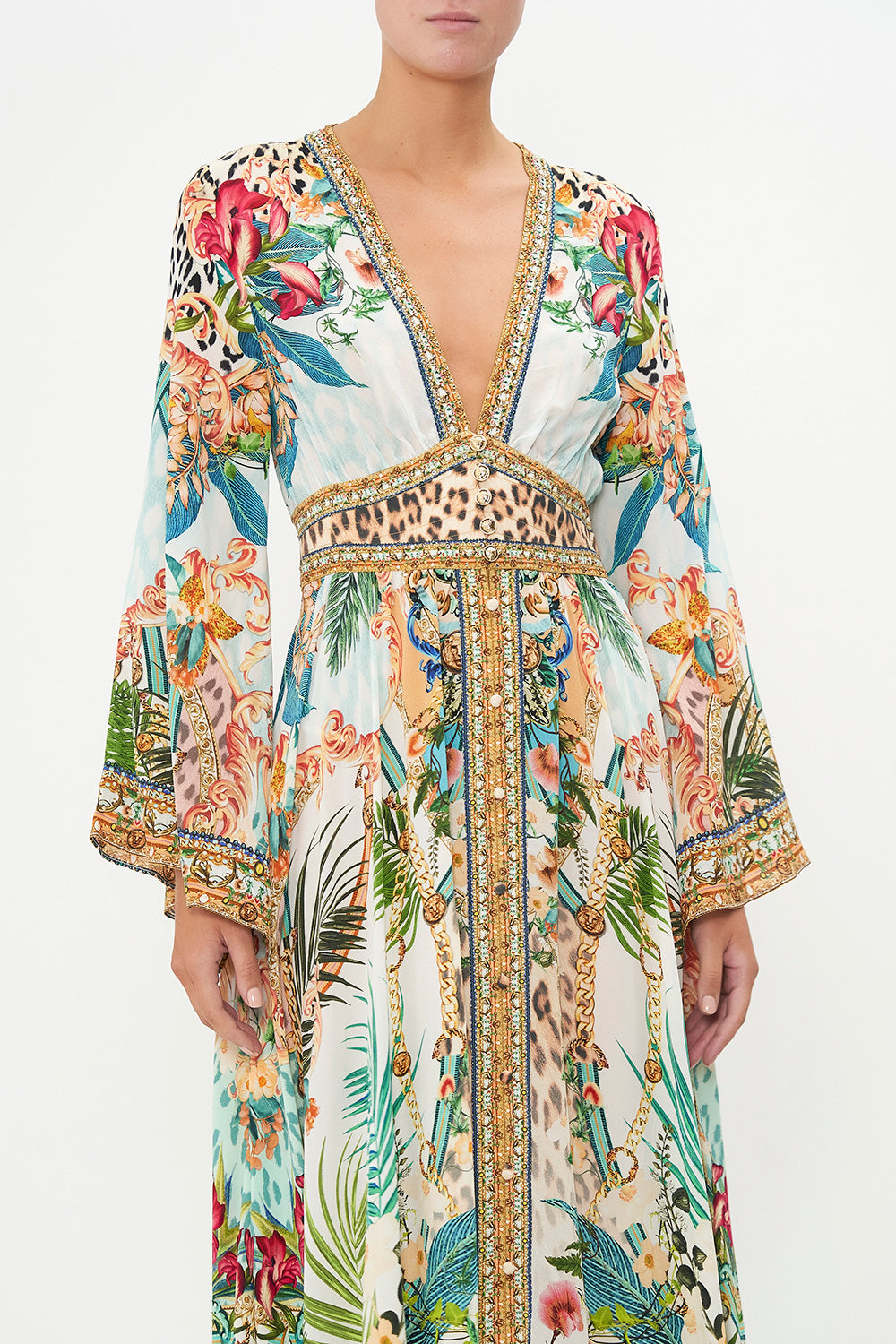 KIMONO SLEEVE DRESS WITH SHIRRING DETAIL ROYALTY LOYALTY