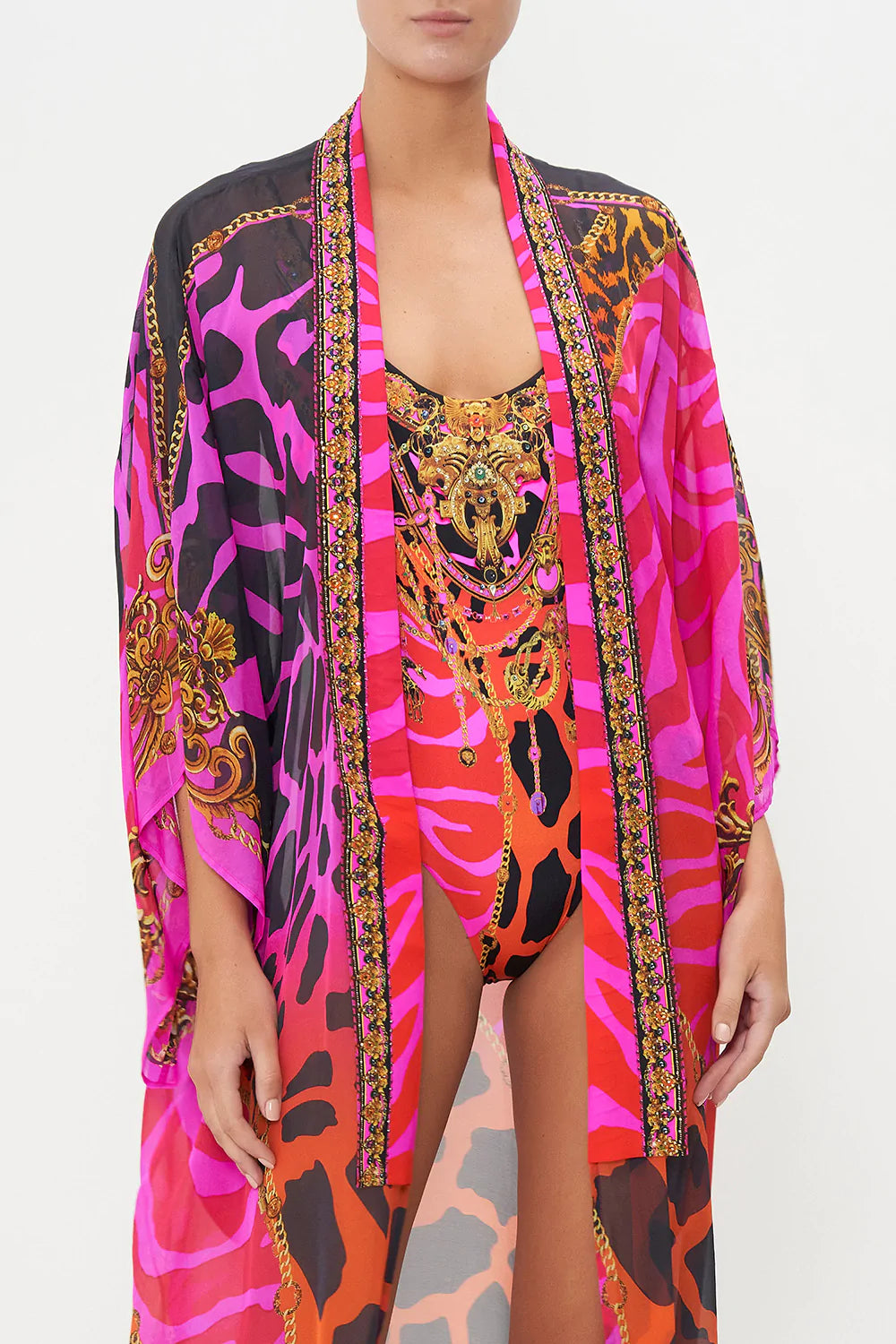 MID LENGTH KIMONO LAYER WITH COLLAR ALWAYS CHANGE YOUR SPOTS