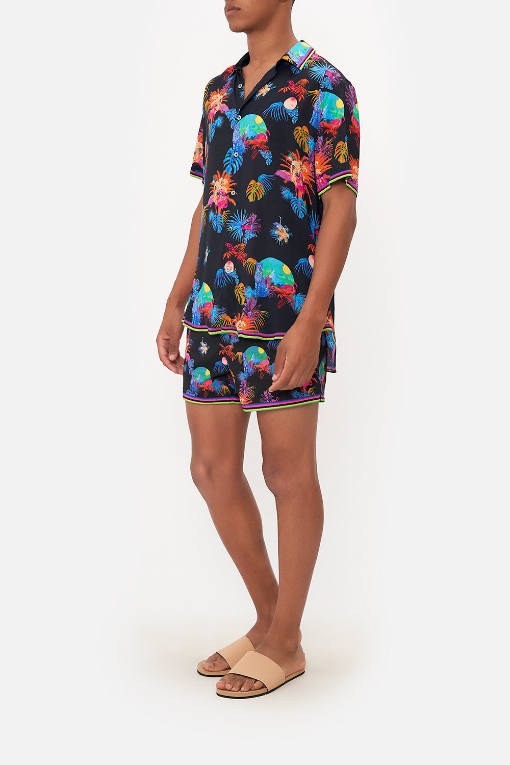 SHORT SLEEVE BUTTON THROUGH SHIRT NAUGHTY NEON