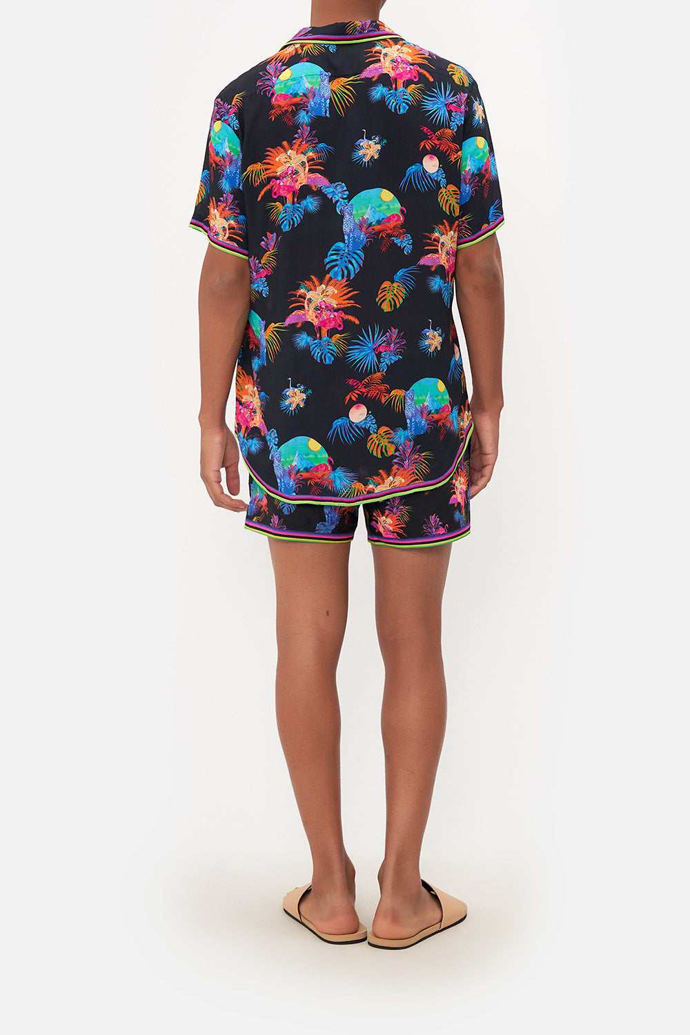 SHORT SLEEVE BUTTON THROUGH SHIRT NAUGHTY NEON