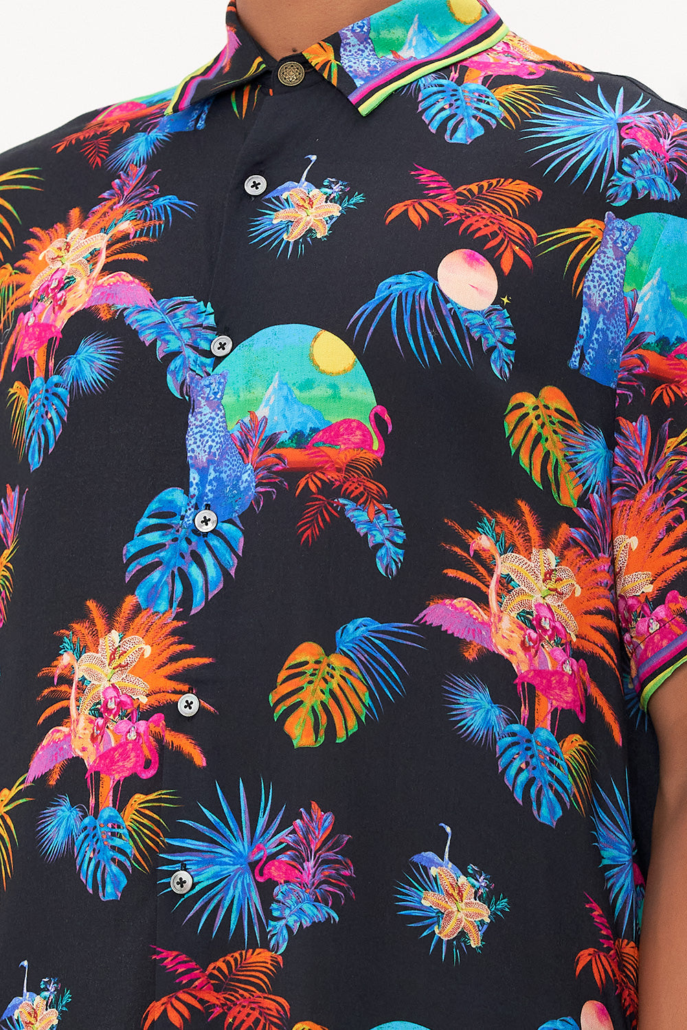 SHORT SLEEVE BUTTON THROUGH SHIRT NAUGHTY NEON