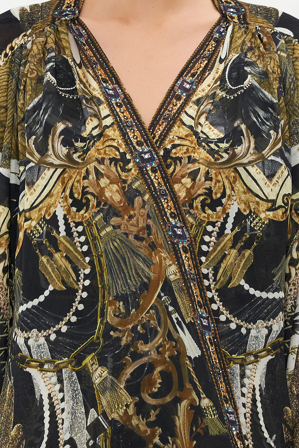 SHORT GATHERED LAYER WITH DRAPED SHOULDER RAVIN RAVEN