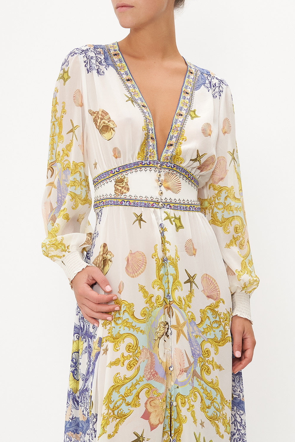 BUTTON DRESS WITH SHAPED WAISTBAND STAR OF THE SEA