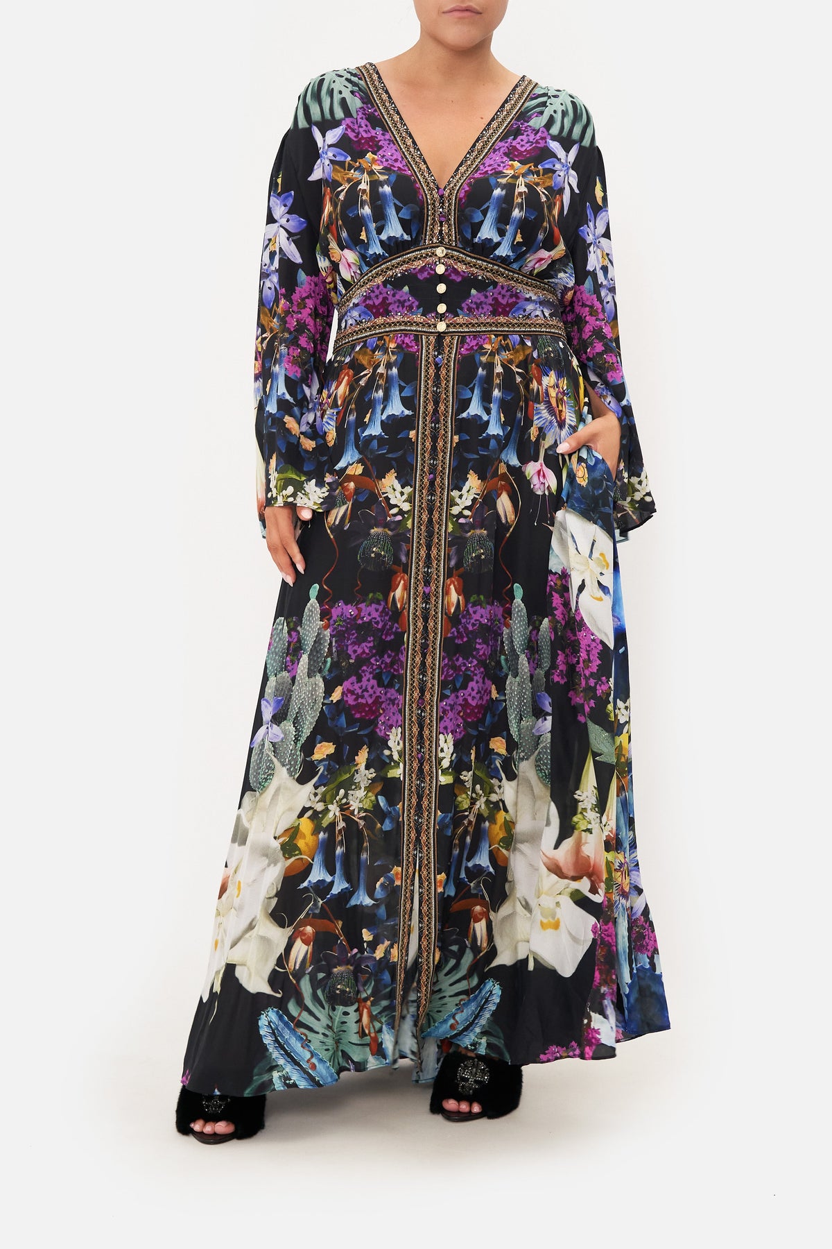KIMONO SLEEVE DRESS WITH SHIRRING DETAIL HYPNOTISE ME