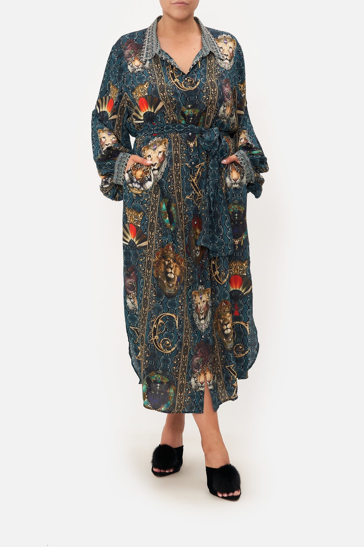 HIGH LOW MIDI SHIRT DRESS HEADS WILL ROLL