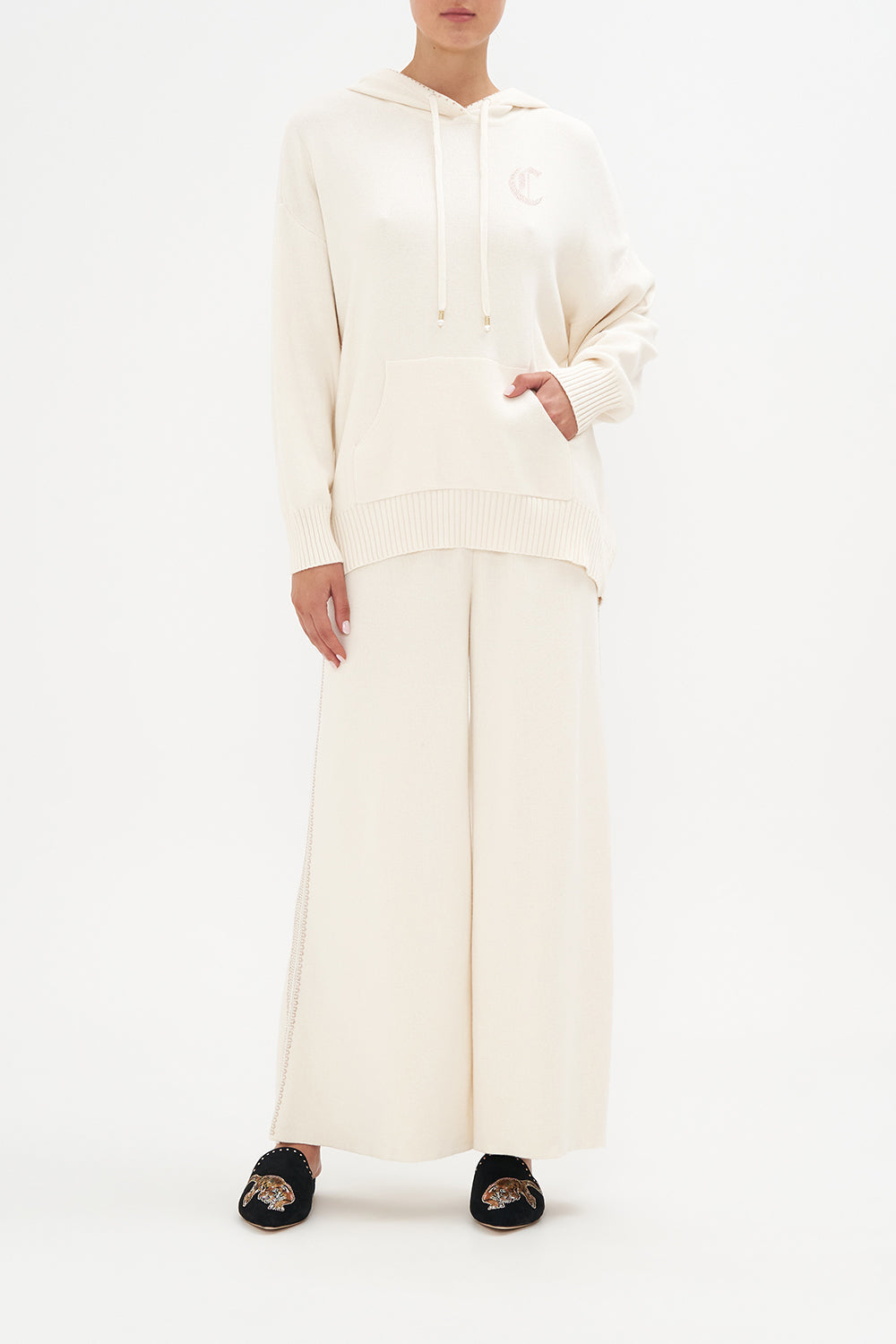 COTTON CASHMERE KNIT HOODIE CAT NAP