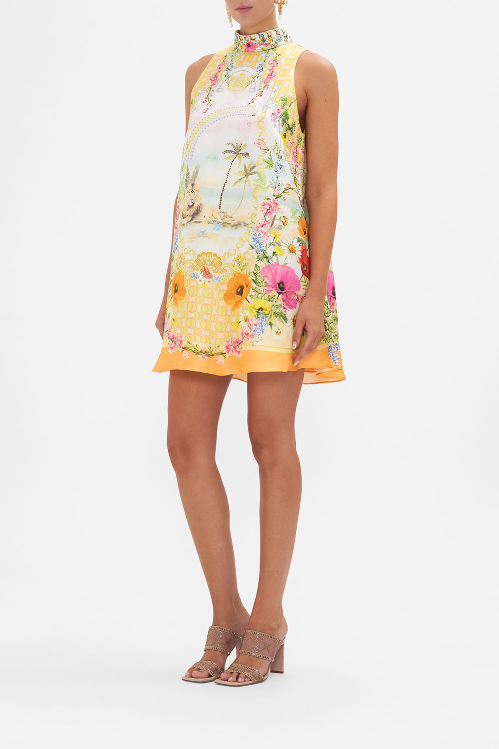 HIGH COLLAR SHIFT DRESS SUNLIGHT SYMPHONY