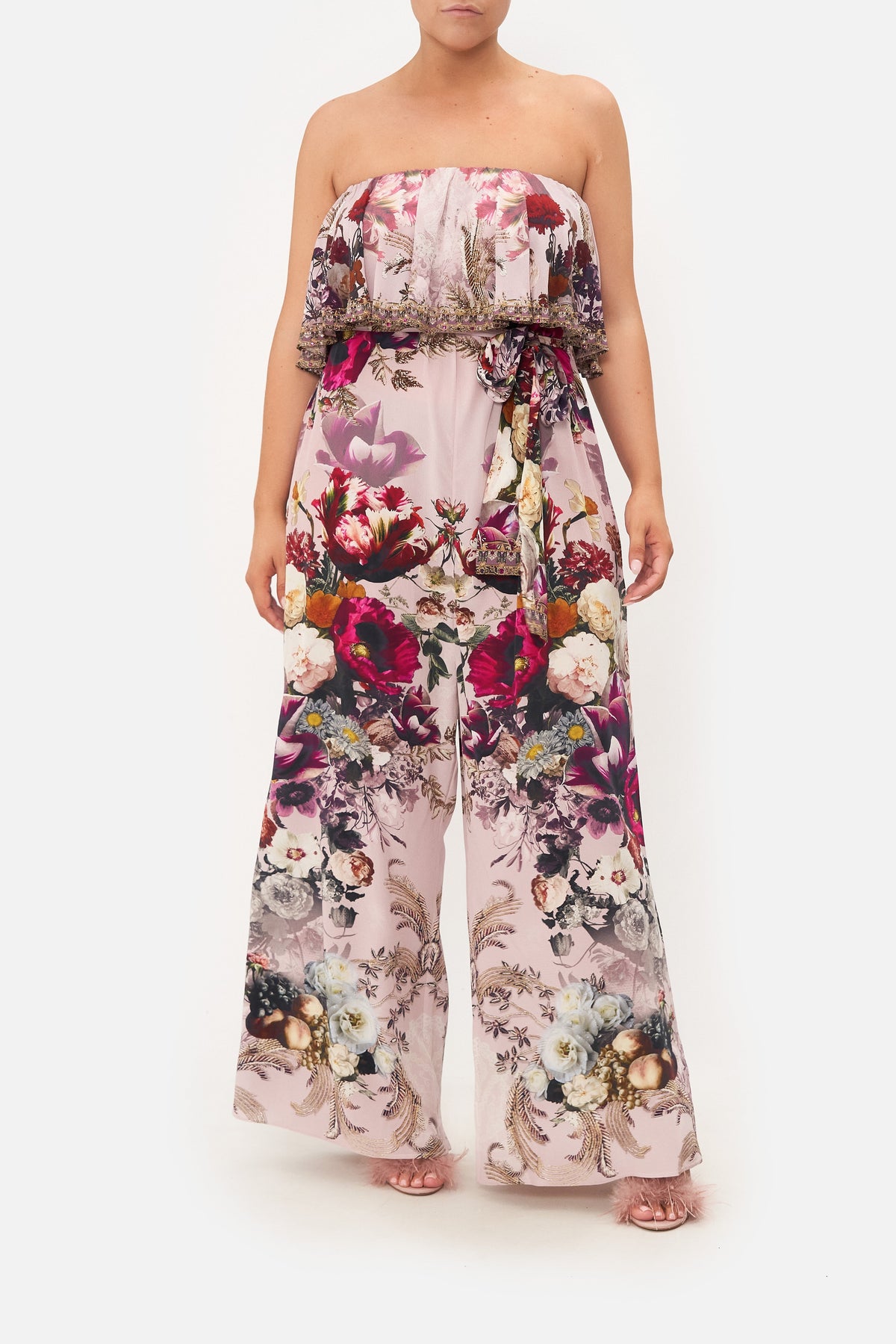 STRAPLESS JUMPSUIT WITH FRILL GYPSY ROSE