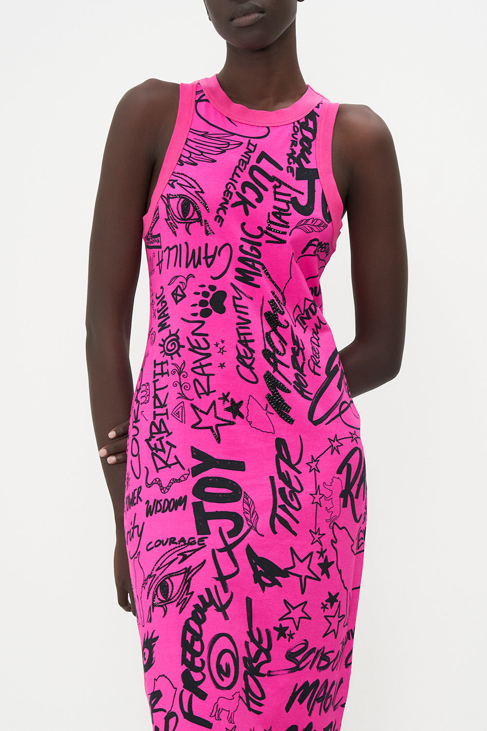 JERSEY TANK DRESS GRAFFITI THE WORLD