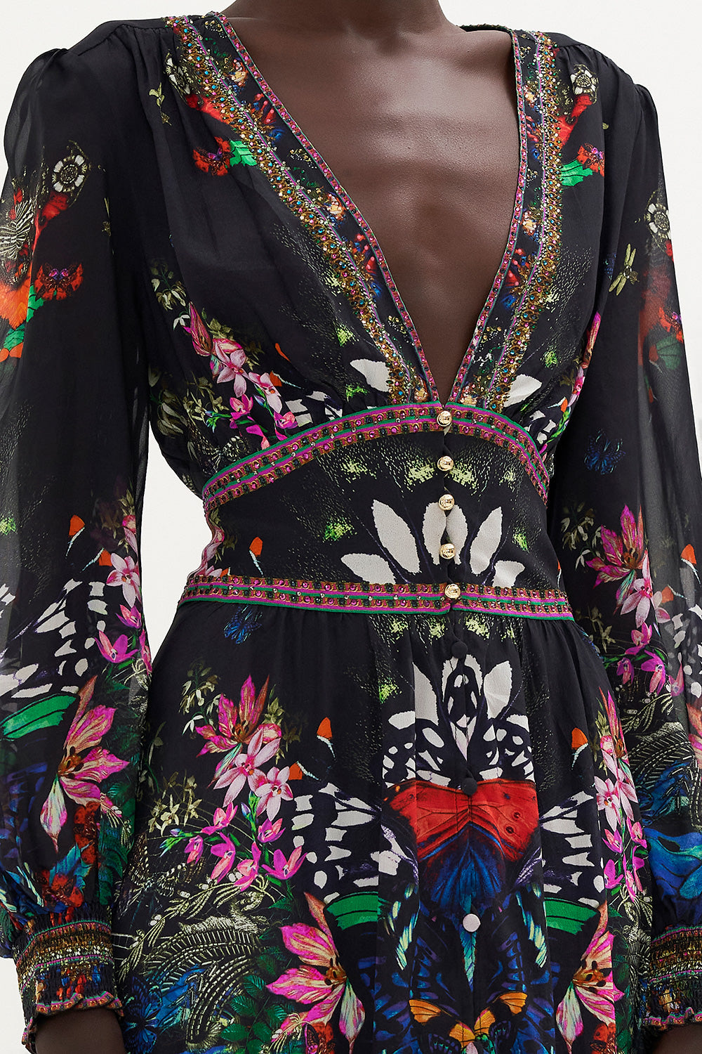 BUTTON DRESS WITH SHAPED WAISTBAND FLUTTER BY