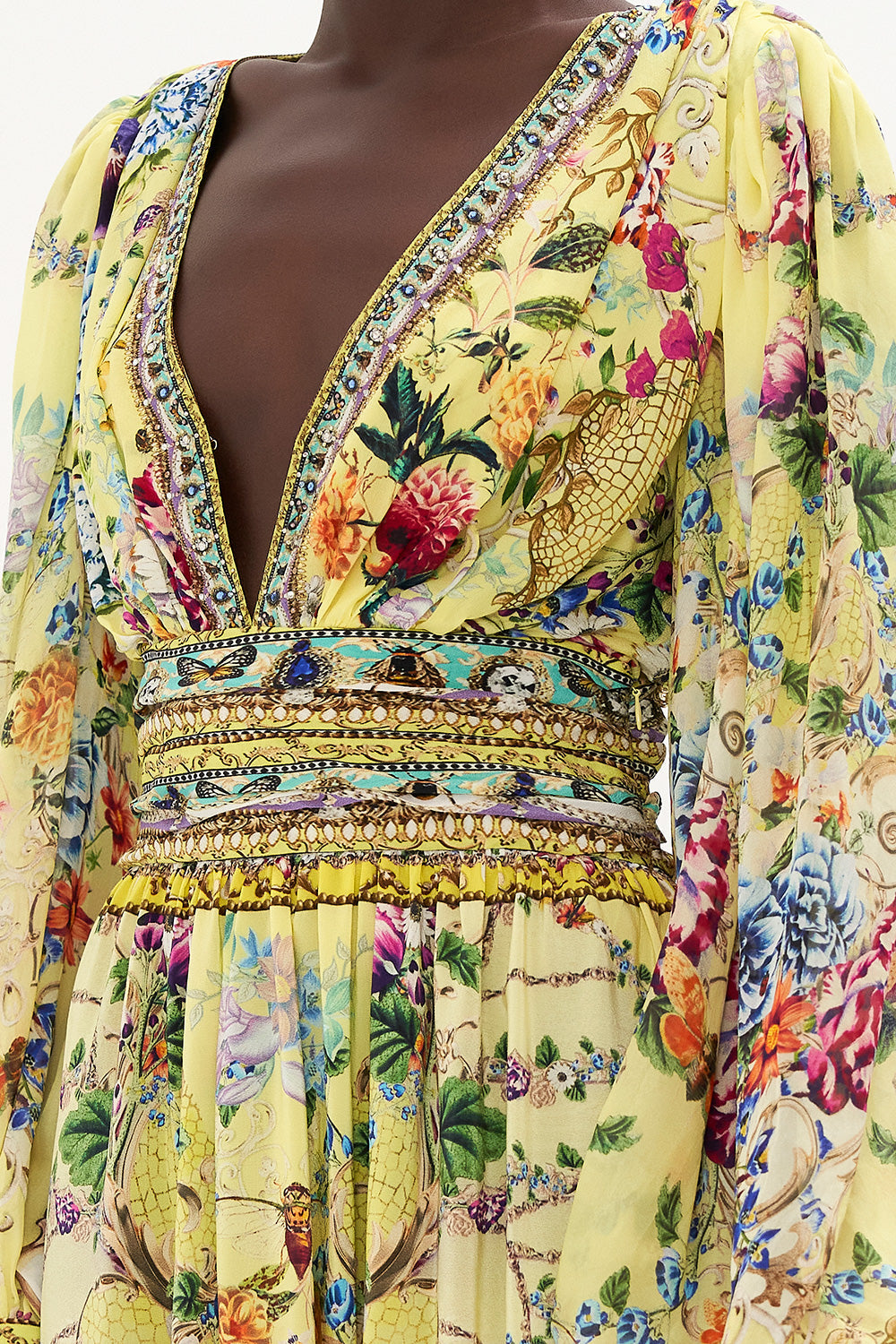 LONG DRESS WITH BLOUSON SLEEVE BIRDS AND THE BEES