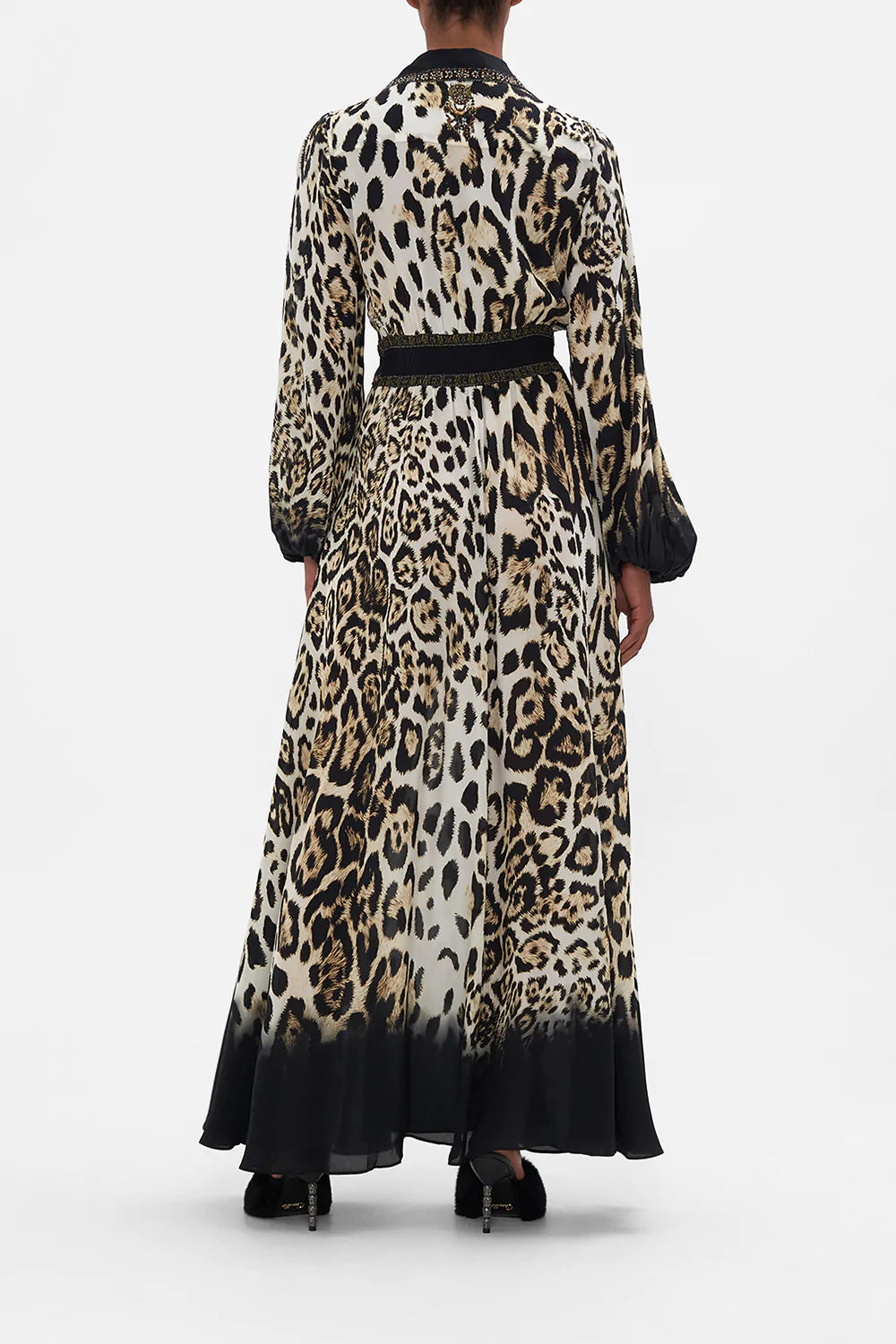 WAISTBAND LONG DRESS WITH COLLAR COOL FOR CATS