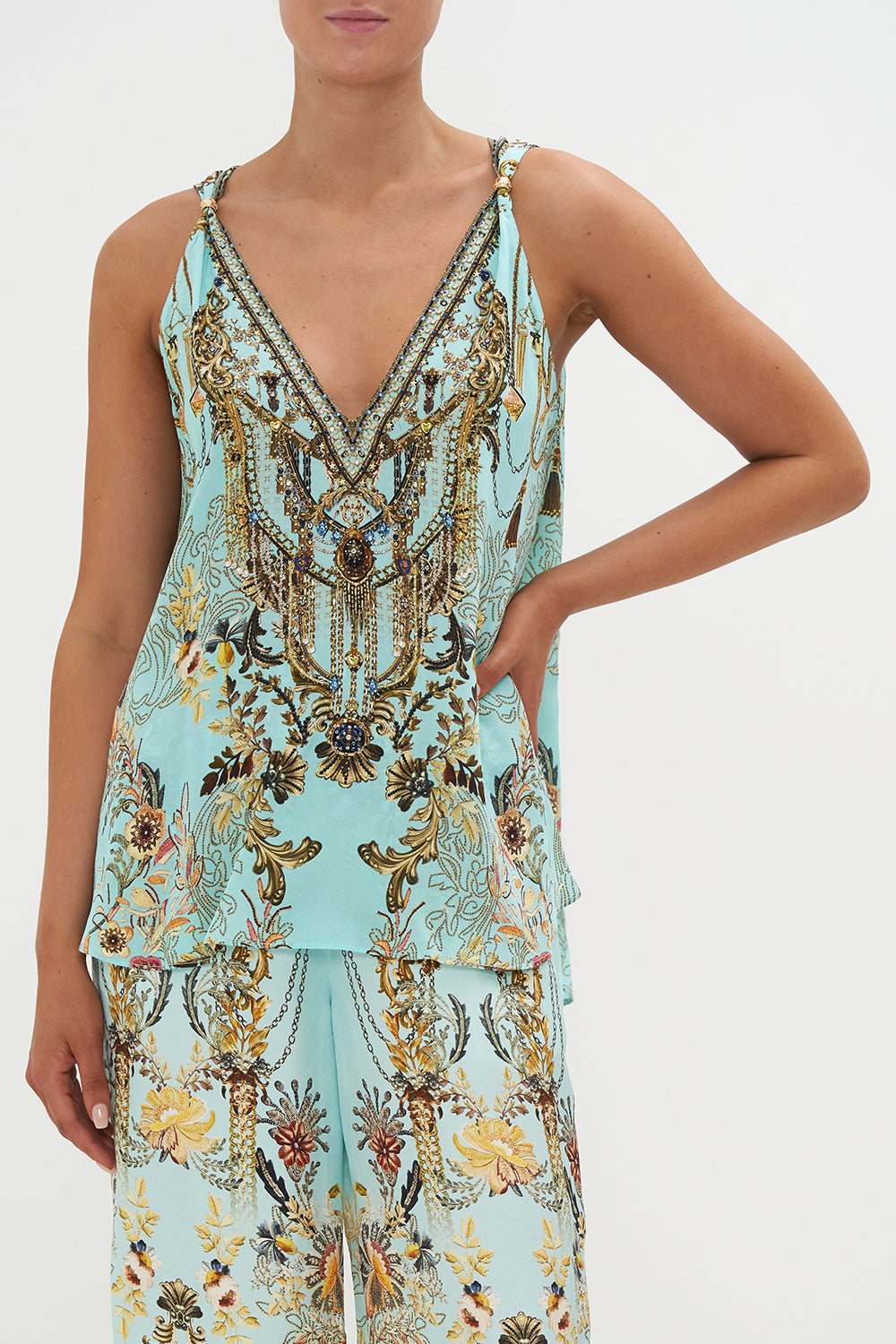 TANK TOP WITH STRAP BEAD DETAIL ADIEU YESTERDAY