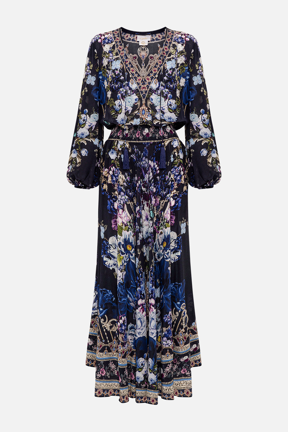 SHIRRED RELAXED FIT DRESS OBSIDIAN BLOOM