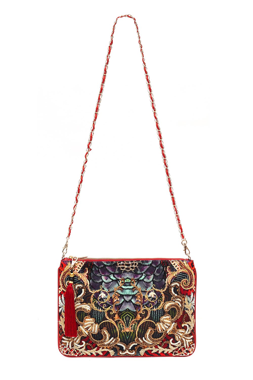 ZIP TOP CLUTCH WITH CHAIN SLAVE TO THE RHYTHM