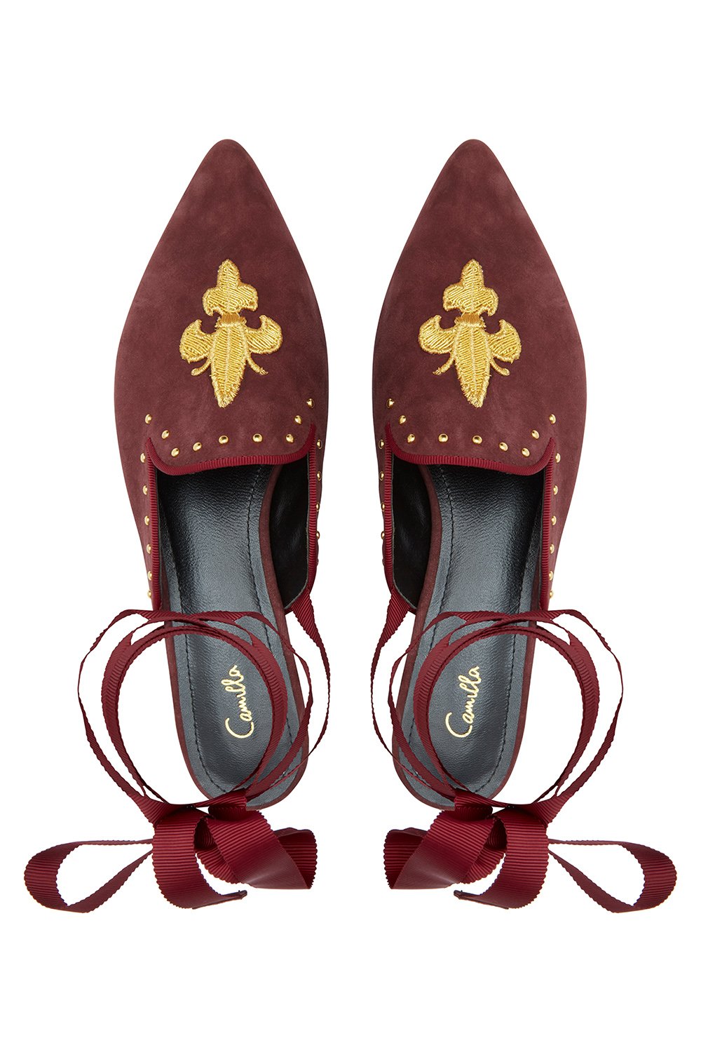 POINT SLIPPER AND TIE BURGUNDY