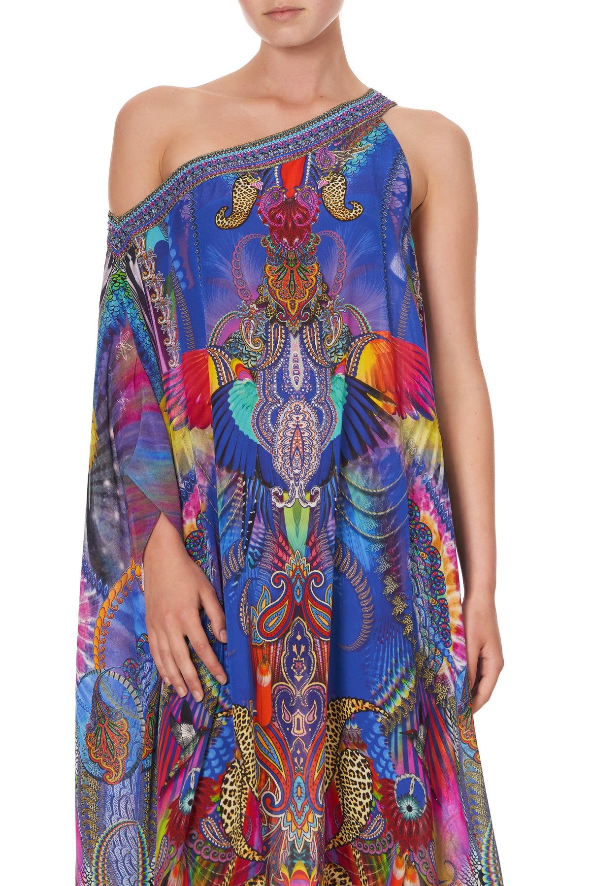 ONE SHOULDER KAFTAN WITH NECKBAND PSYCHEDELICA