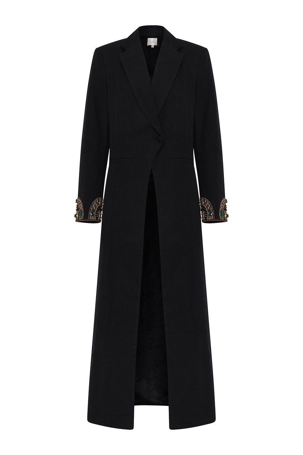 BLACK EMBELLISHED CUFF COAT BLACK