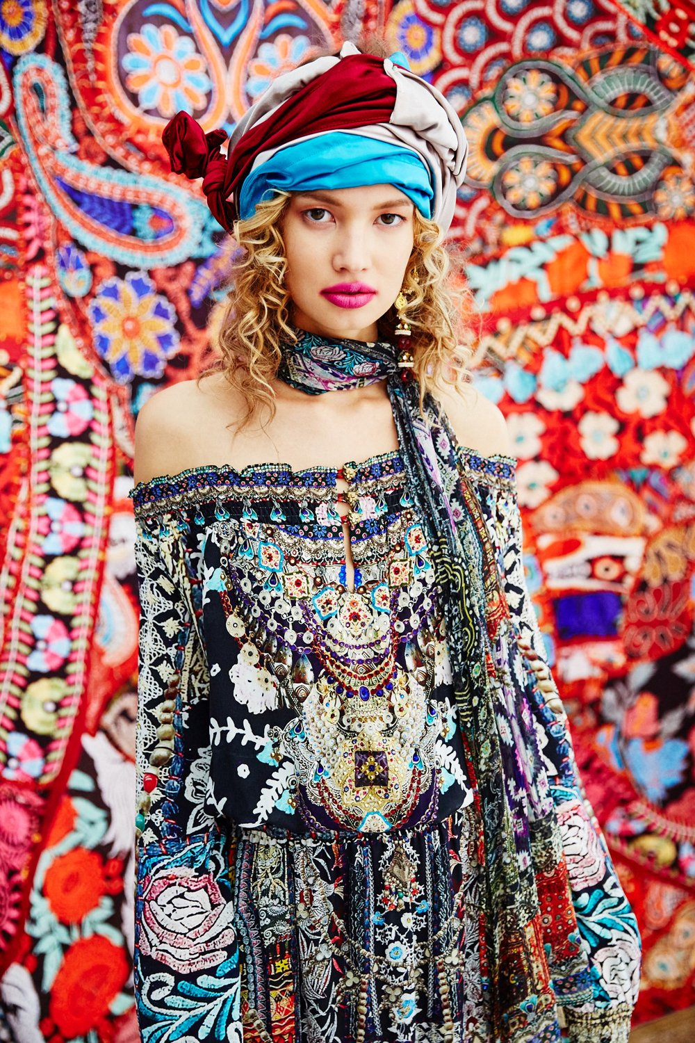 CAMILLA JAGGIS KINGDOM OFF SHOULDER SHIRRED DRESS