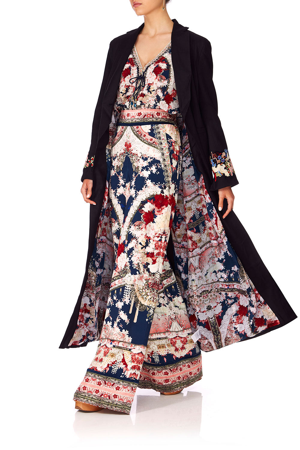 CAMILLA TWIN SHADOW LONG CUT AWAY COAT