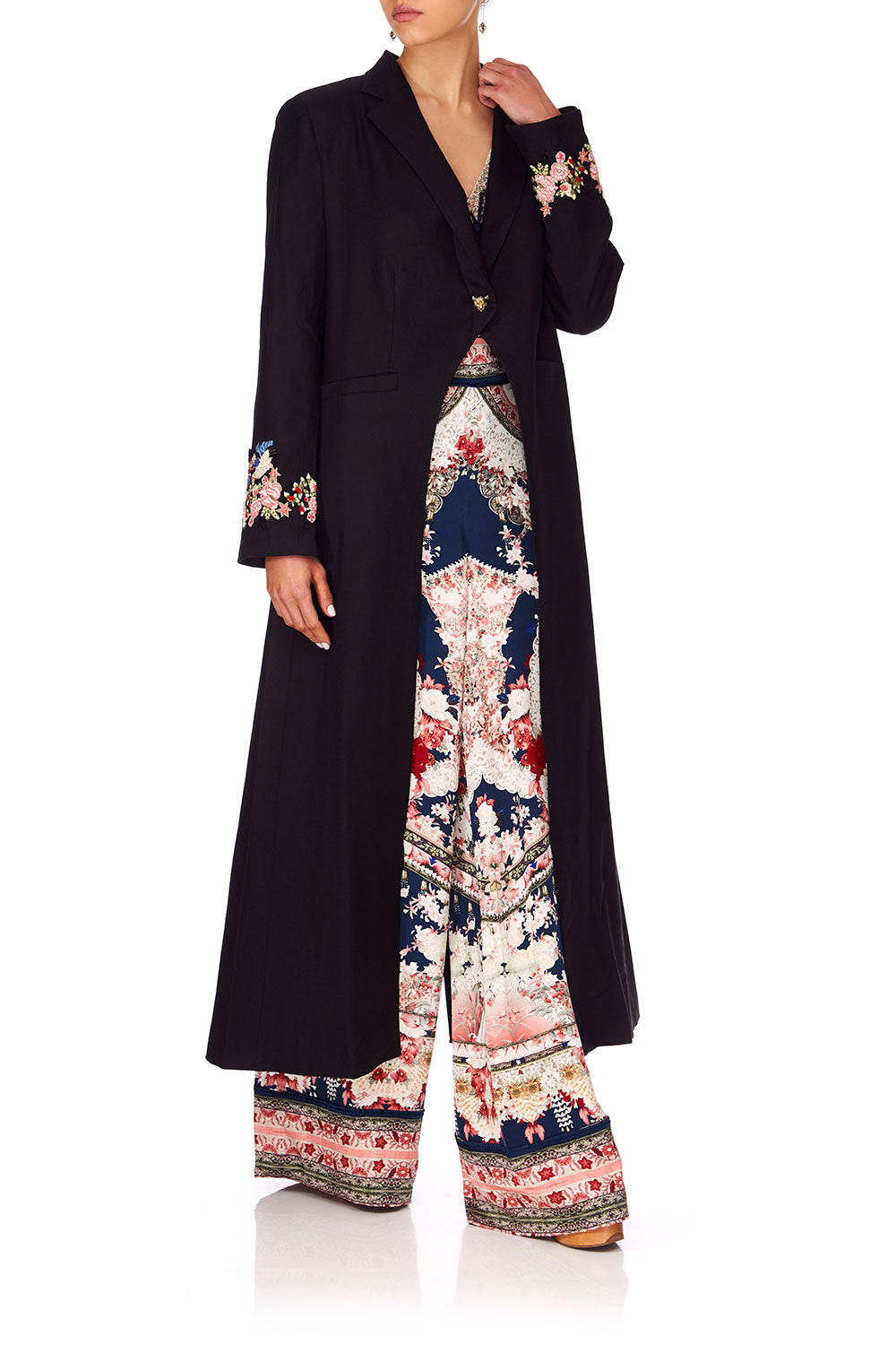 CAMILLA TWIN SHADOW LONG CUT AWAY COAT