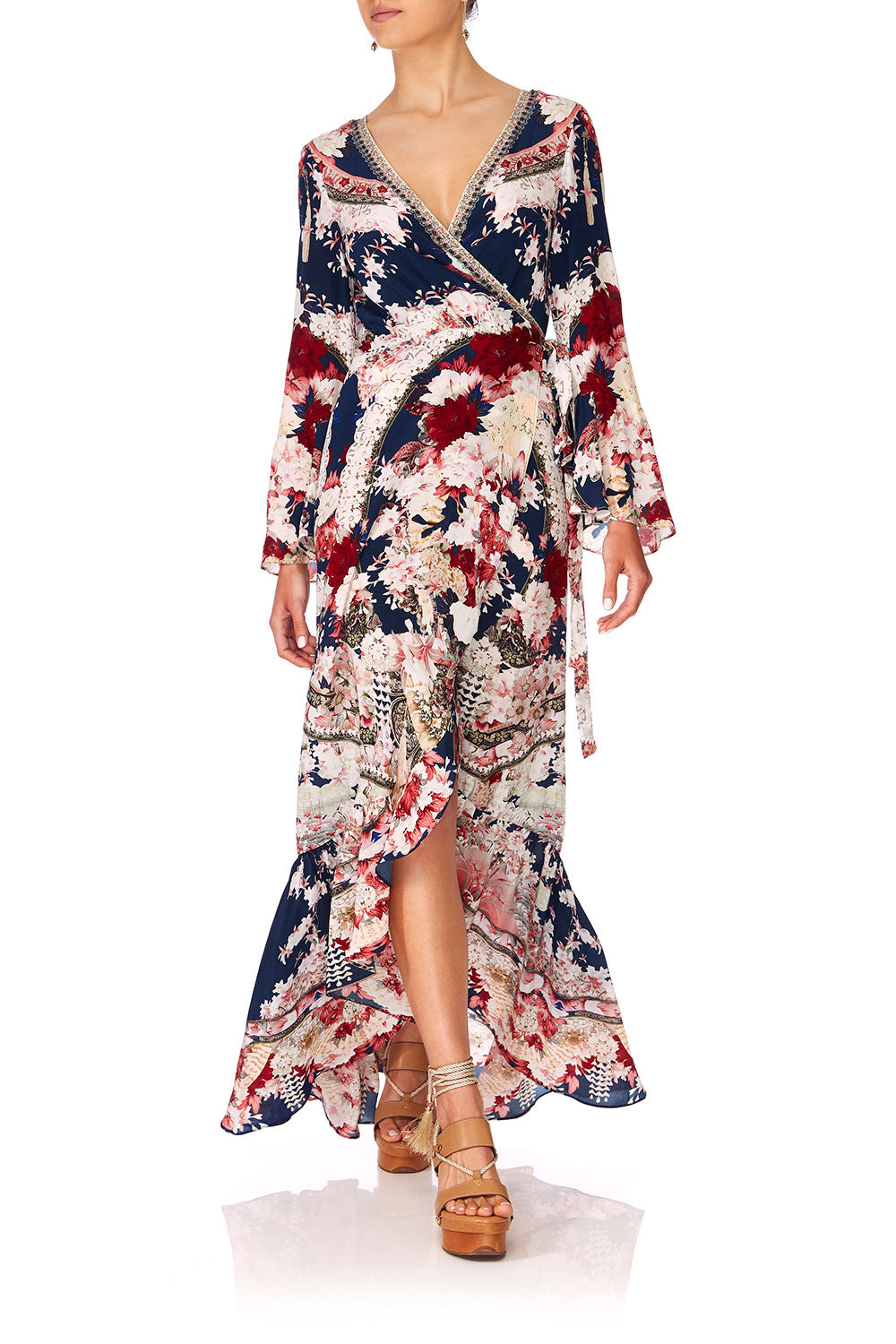 CAMILLA TWIN SHADOW LONG SLEEVE WRAP DRESS