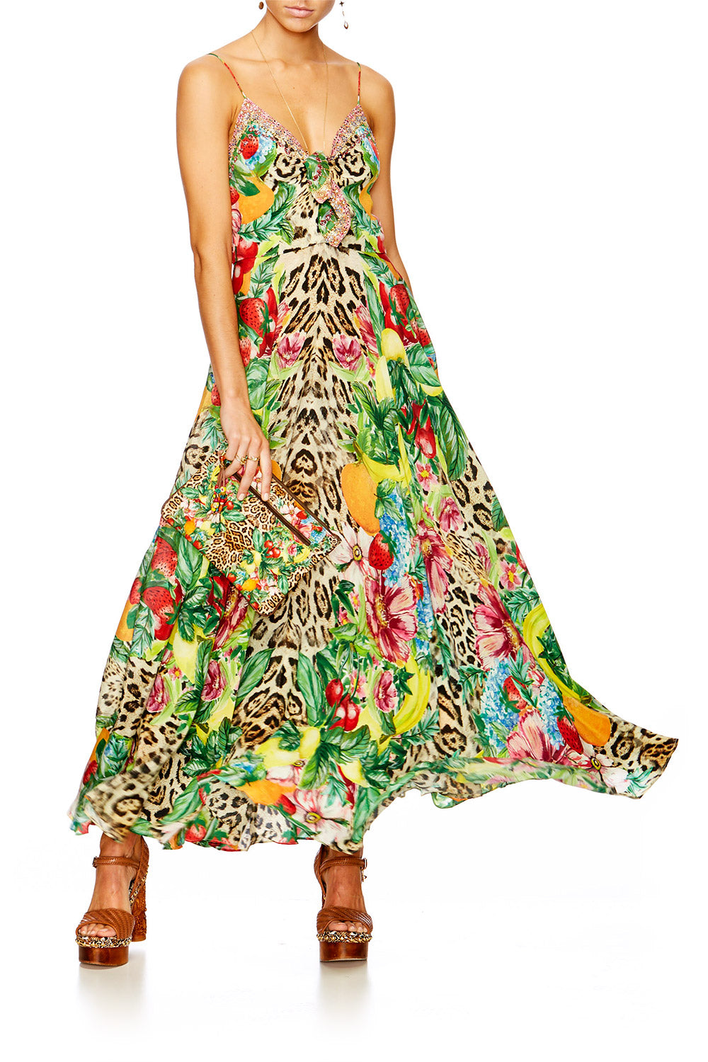 COOL CAT LONG DRESS WITH TIE FRONT