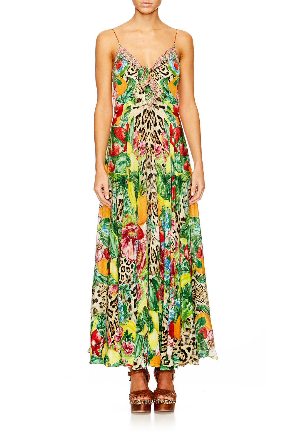 COOL CAT LONG DRESS WITH TIE FRONT